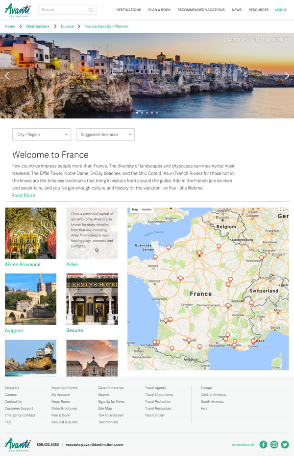Avanti Destinations Website
