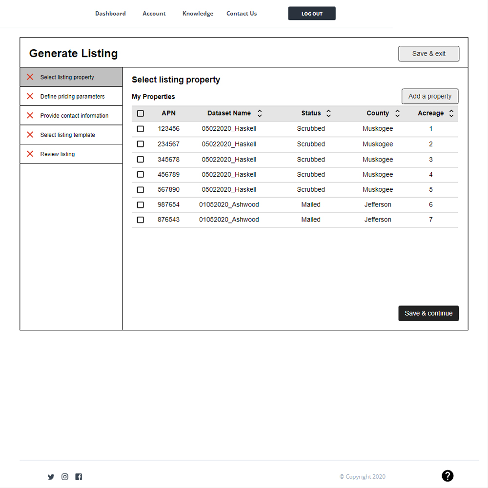 Land Investment Platform Wireframe 2